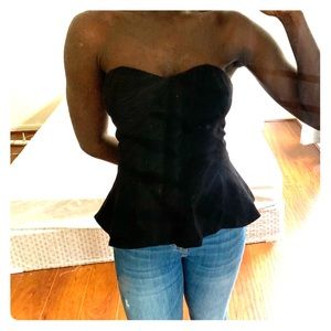 Forever21 Black Strapless Peplum top Size S